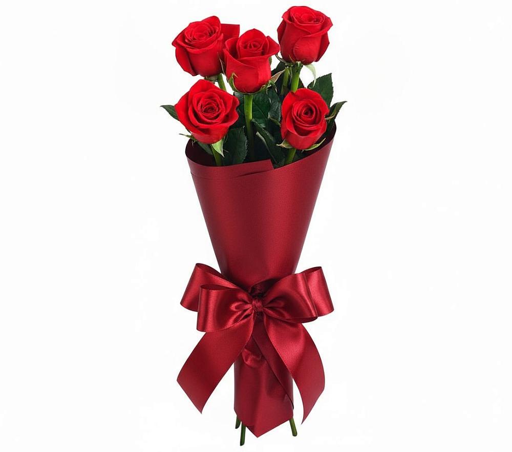 Букет 5 Красных роз Эдлесс Лав в Ждановский