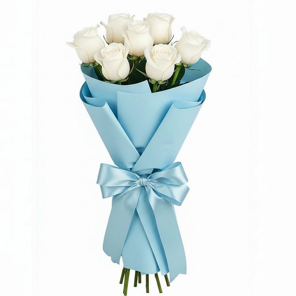 Букет 7 белых роз Проуд в Ждановский