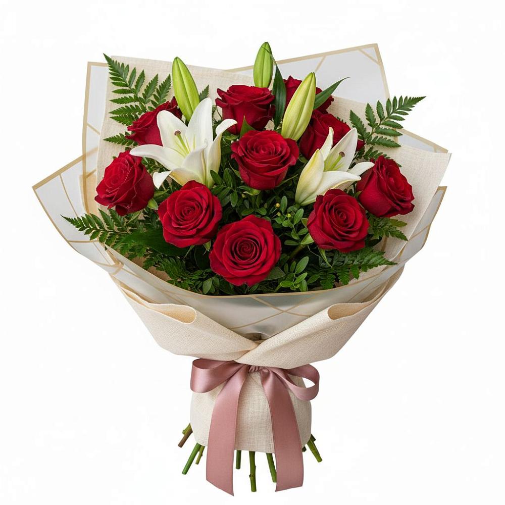 Букет цветов из: Лилии и Розы в Ждановский