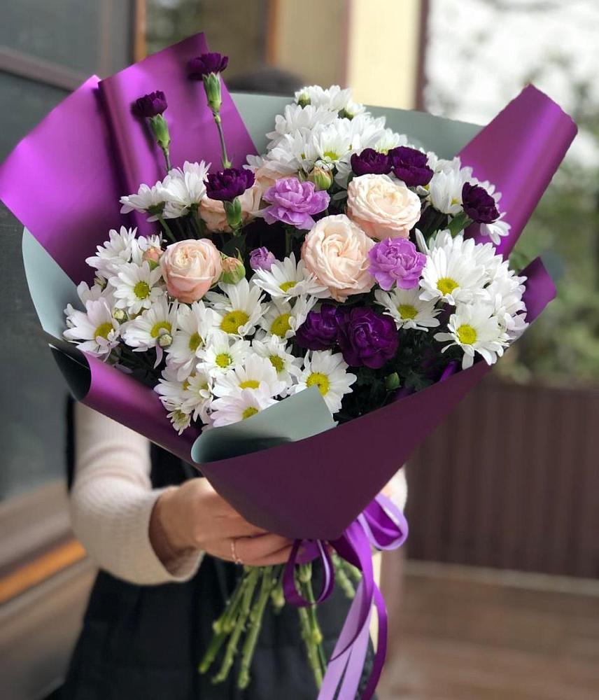 Букет цветов из: Хризантемы, Гвоздики и Розы в Ждановский
