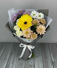 Букет цветов из:  Розы, Герберы и Хризантемы #REPLACE_PRED# Ждановский