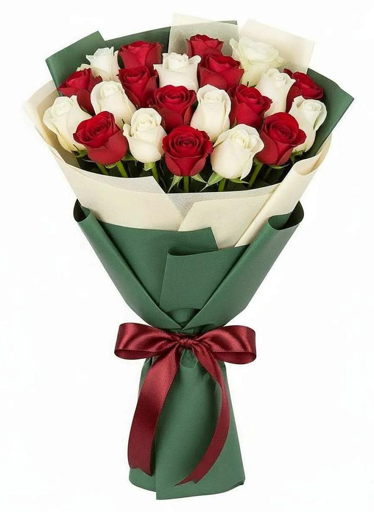 Букет Микс из красных и белых роз в Ждановский