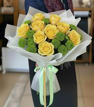 Букет цветов из:  Хризантемы и Розы в Ждановский