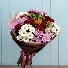 Букет цветов из:  Розы, Хризантемы и Альстромерии в Ждановский
