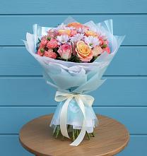 Букет цветов из:  Хризантемы и Розы в Ждановский