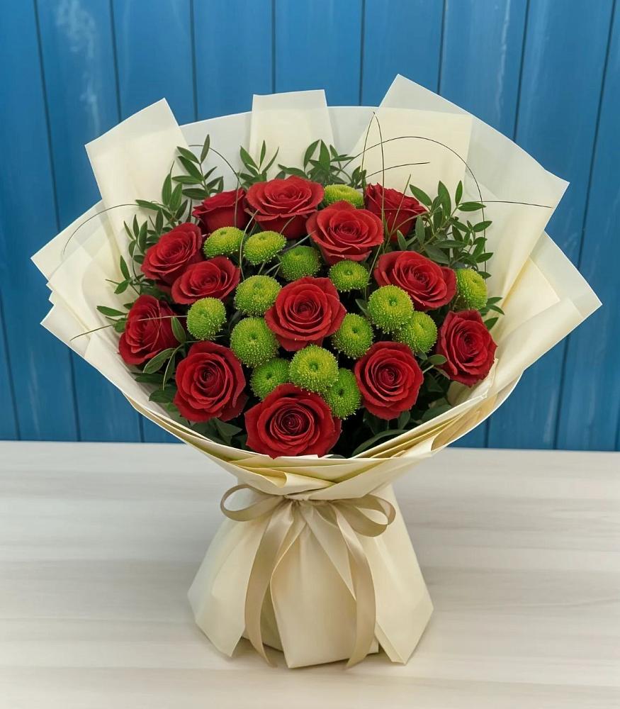 Букет цветов из: Розы и Хризантемы в Ждановский