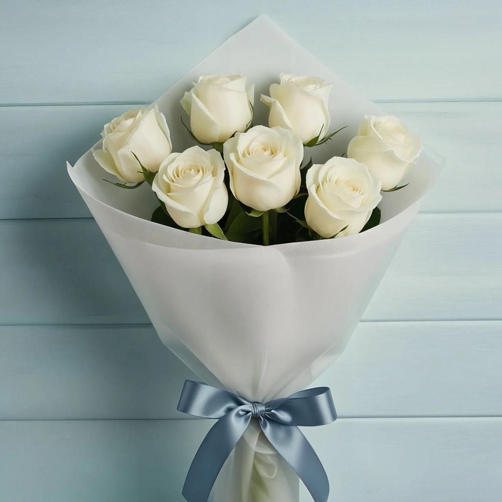 Букет 7 Белых роз Эдлесс Лав в Ждановский