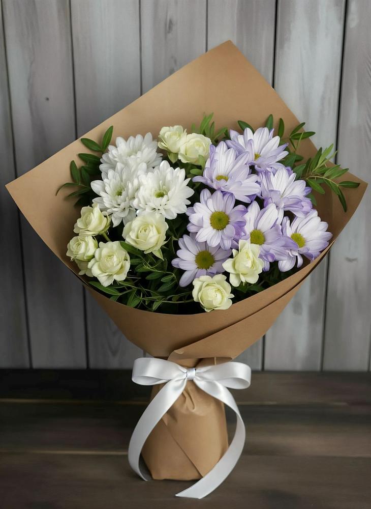 Букет цветов из: Хризантемы и Розы в Ждановский